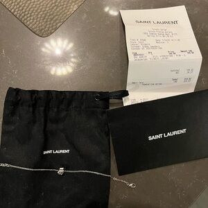 SAINT LAURENT 3D logo printed bracelet in silver